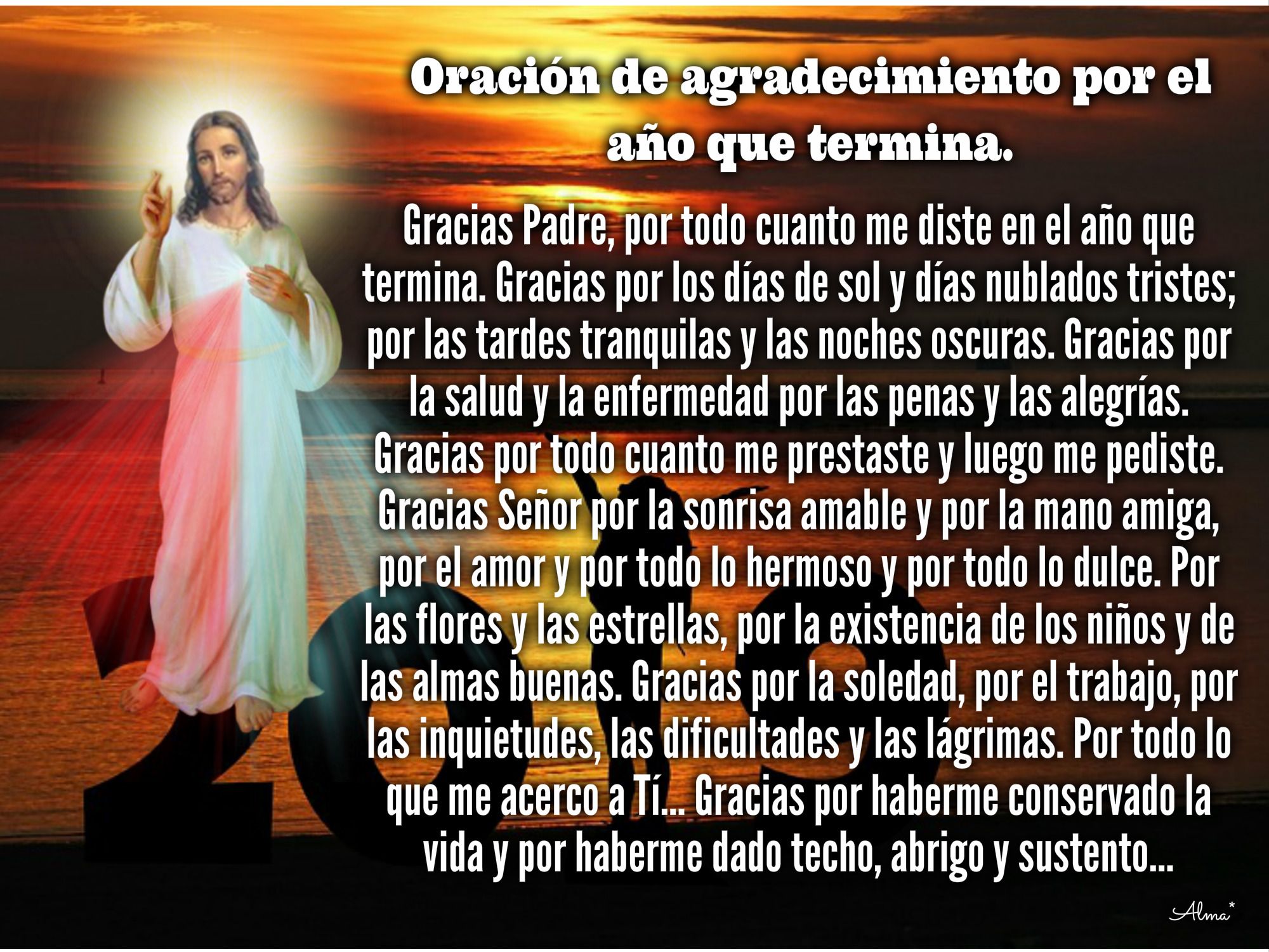 oración de agradecimiento por el año q termina