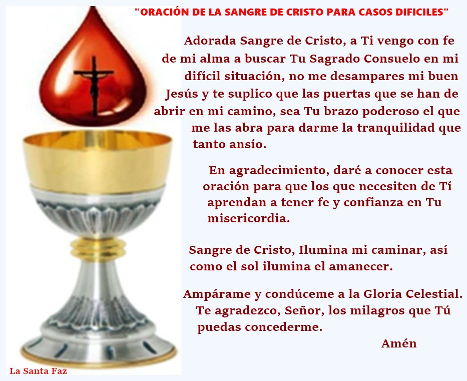 oracion de la preciosa sangre de cristo para casos dificiles