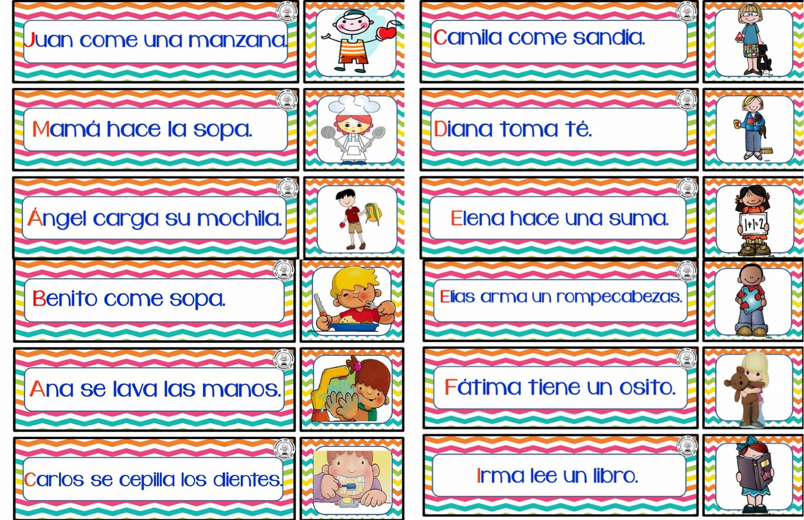 20 Enunciados Cortos Para Niños De Primer Año